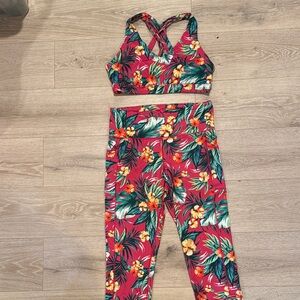 Ideology Floral Leggings Set - Hot Pink Hawaiian Print